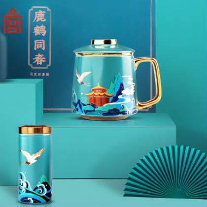 鹤鹿同春马克杯